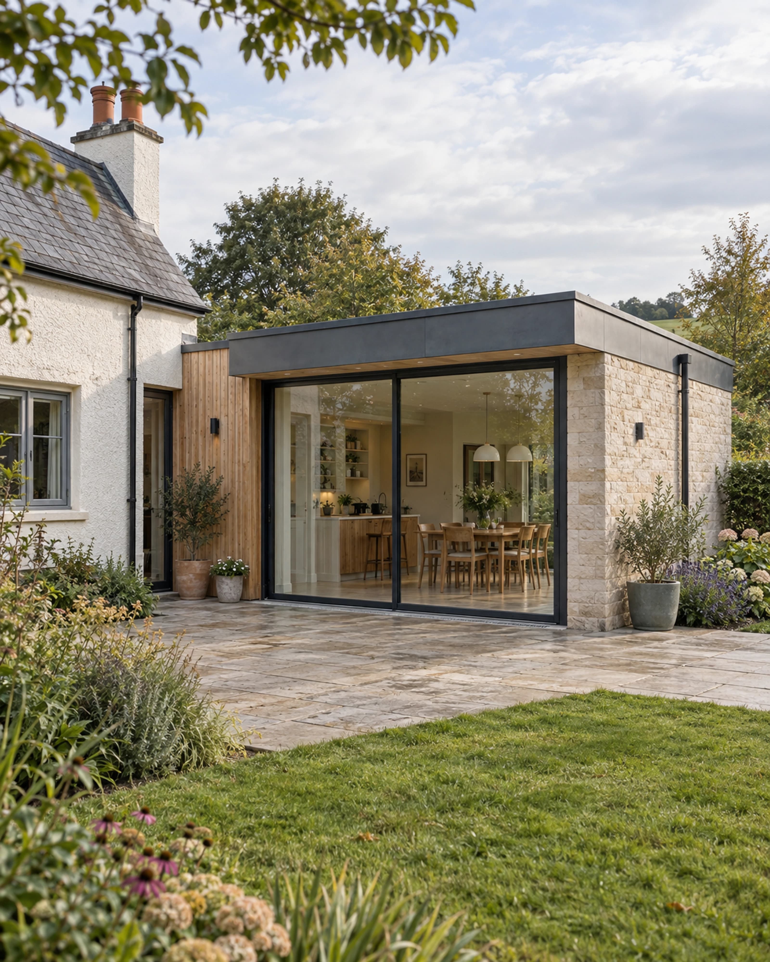 Garden-facing extension joined carefully to an existing Irish home