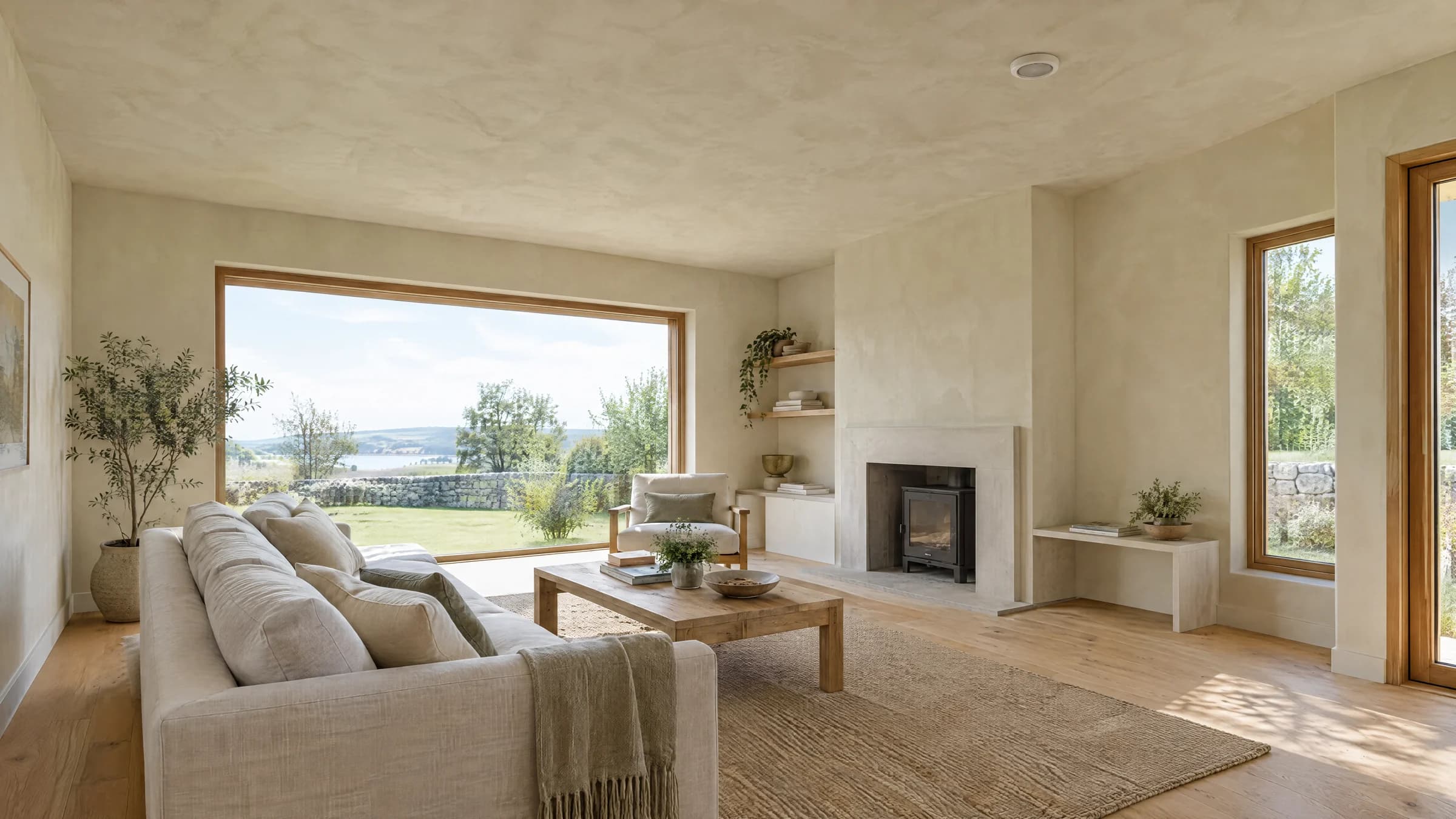 Architectural concept of a bright, comfortable interior with discreet ventilation