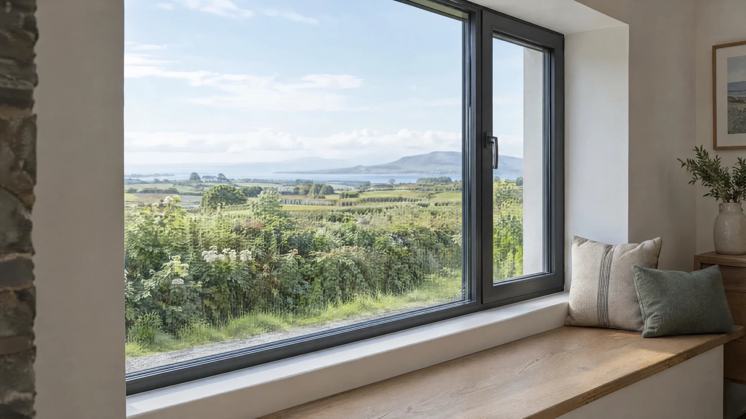 Architectural concept of a window and carefully finished interior reveal in daylight